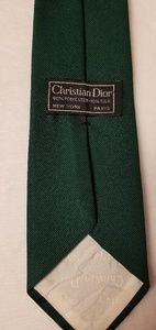 Vtg. Christian Dior Embroidered Hunter Green Tie